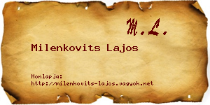 Milenkovits Lajos névjegykártya